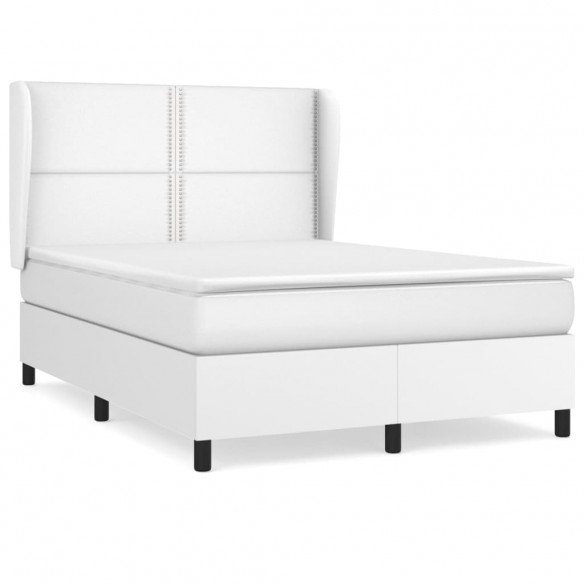 Sommier à lattes de lit avec matelas Blanc 140x190cm Similicuir