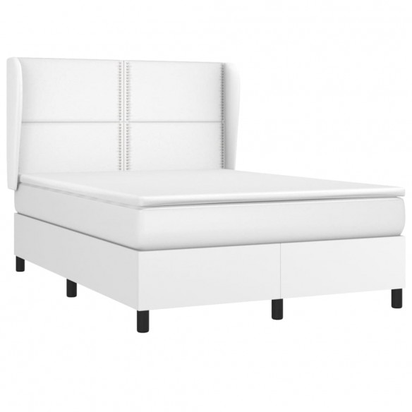 Cadre de lit avec matelas Blanc 140x190cm Similicuir