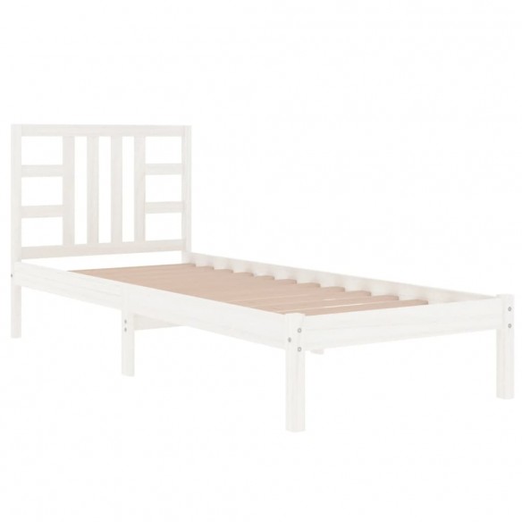 Cadre de lit Blanc Bois massif 75x190 cm Petit simple