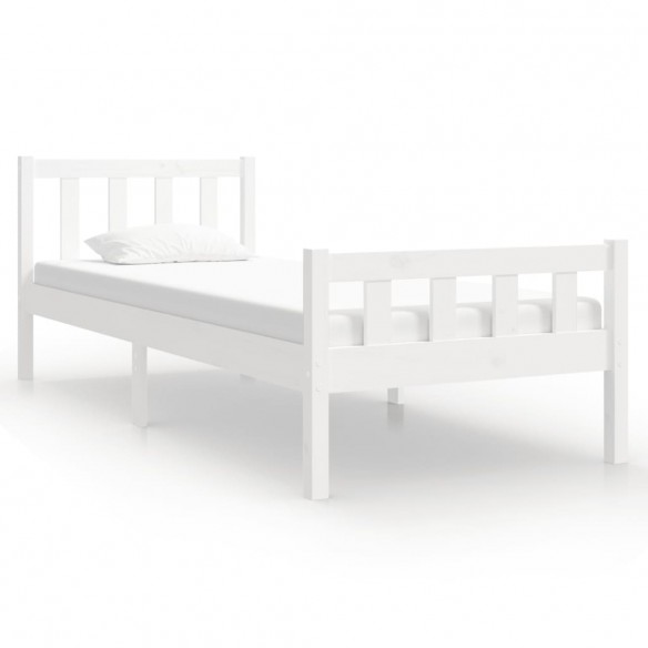 Cadre de lit Blanc Bois massif 75x190 cm Petit simple