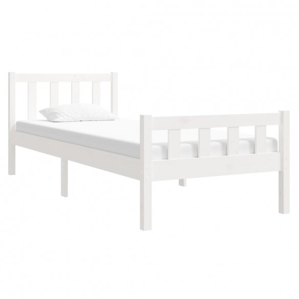 Cadre de lit Blanc Bois massif 75x190 cm Petit simple