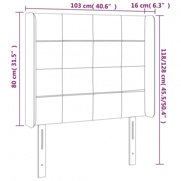 Tête de lit à LED Vert foncé 103x16x118/128 cm Velours