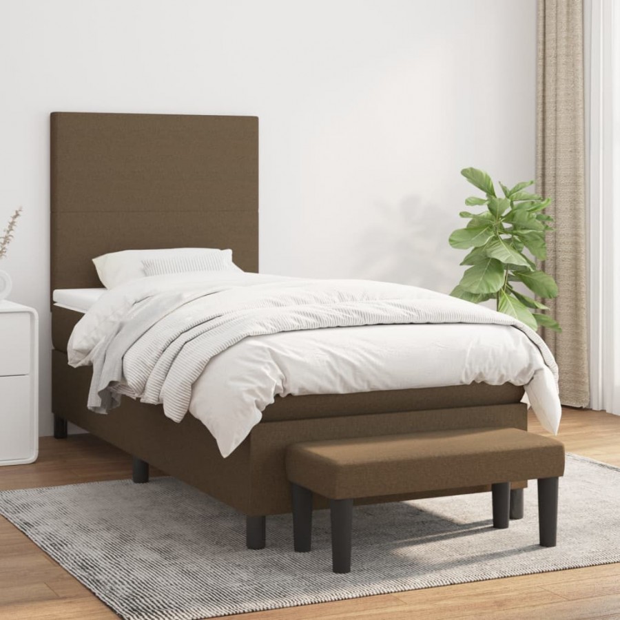 Cadre de lit avec matelas Marron foncé 80x200 cm