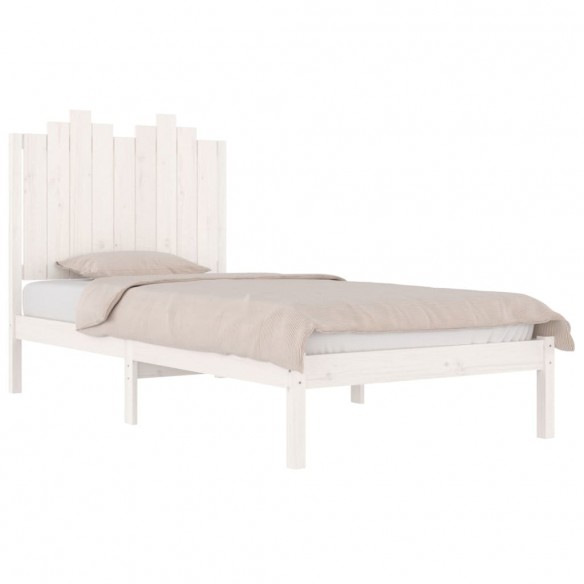 Cadre de lit Blanc Bois de pin massif 75x190 cm Petit simple