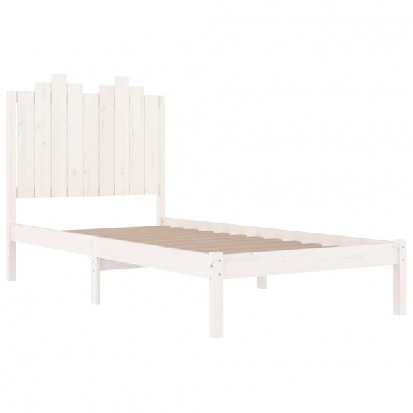 Cadre de lit Blanc Bois de pin massif 75x190 cm Petit simple