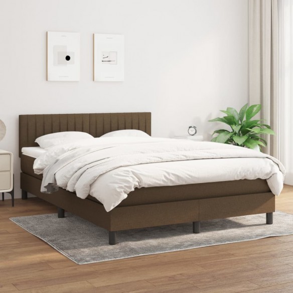 Sommier à lattes de lit avec matelas Marron foncé 140x200 cm