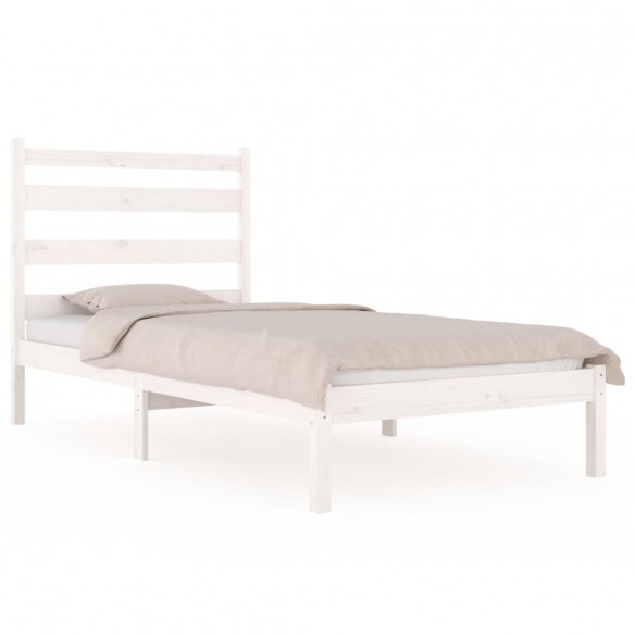 Cadre de lit Blanc Bois de pin massif 75x190 cm Petit simple