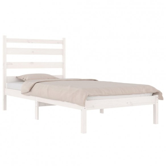 Cadre de lit Blanc Bois de pin massif 75x190 cm Petit simple