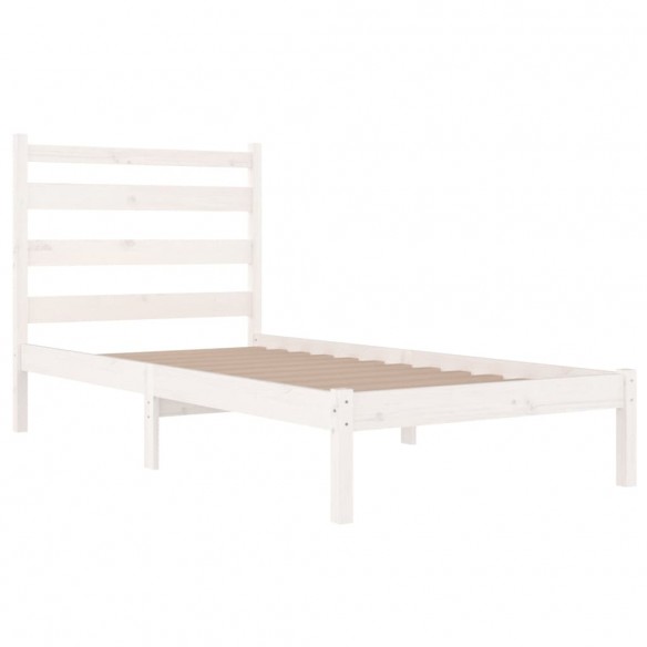 Cadre de lit Blanc Bois de pin massif 75x190 cm Petit simple