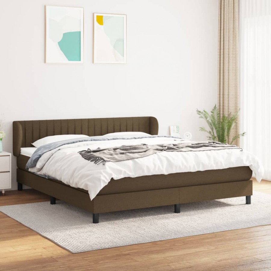 Cadre de lit avec matelas Marron foncé 160x200 cm