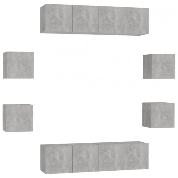 Ensemble de meubles TV 8 pcs Gris béton Aggloméré