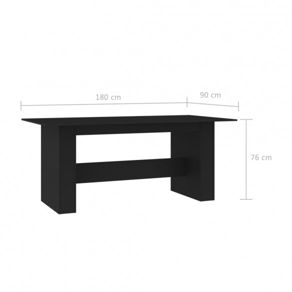 Table de salle à manger Noir 180 x 90 x 76 cm Aggloméré