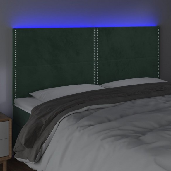 Tête de lit à LED Vert foncé 160x5x118/128 cm Velours