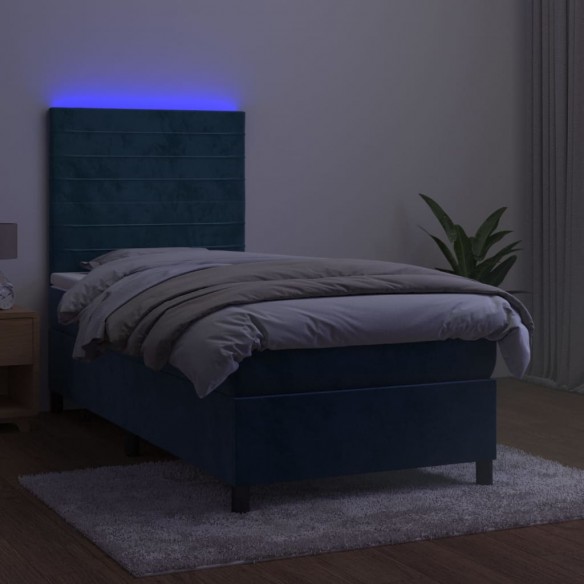 Sommier à lattes de lit matelas LED Bleu foncé 80x200cm Velours
