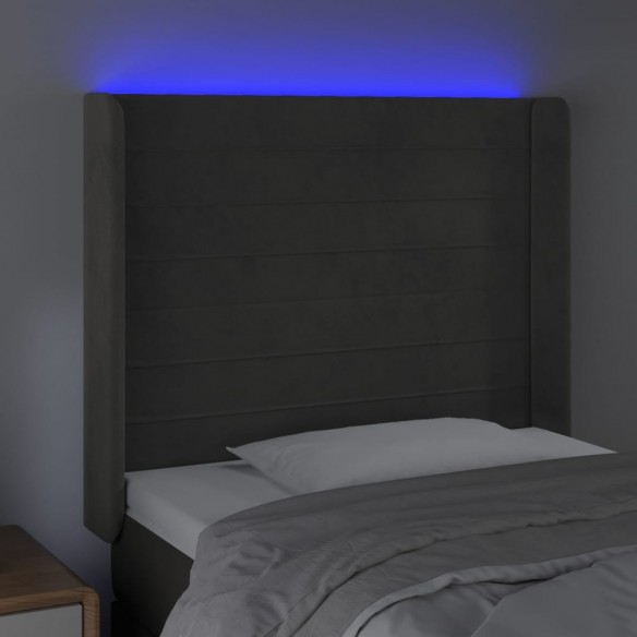 Tête de lit à LED Gris foncé 83x16x118/128 cm Velours