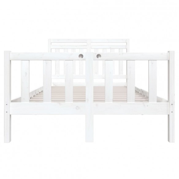 Cadre de lit Blanc Bois massif 135x190 cm Double