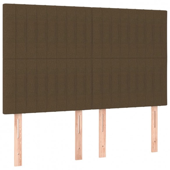 Cadre de lit avec tête de lit Marron foncé 140x190 cm Tissu