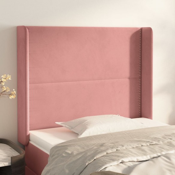 Tête de lit avec oreilles Rose 93x16x118/128 cm Velours