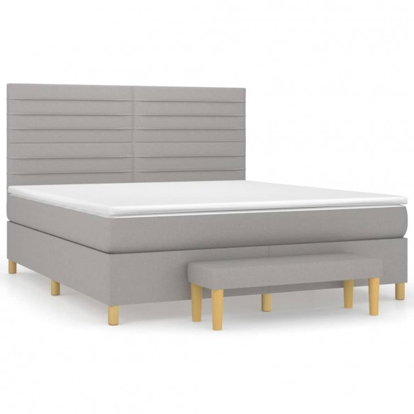 Cadre de lit avec matelas Gris clair 160x200cm Tissu