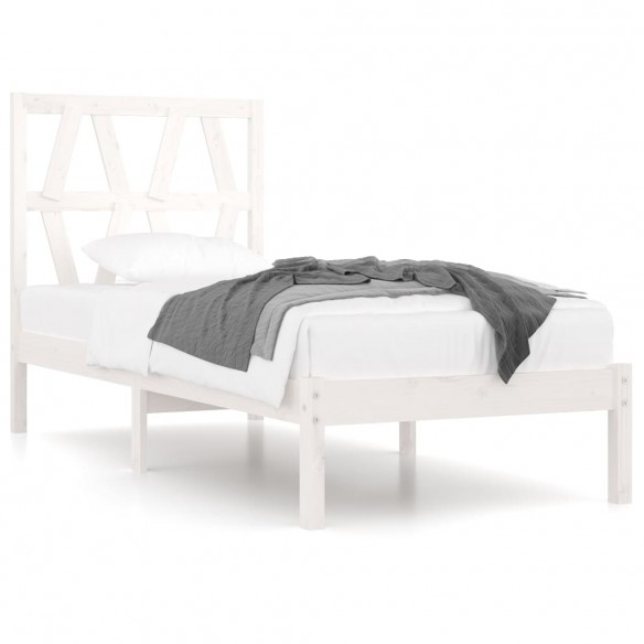 Cadre de lit Blanc Bois de pin massif 75x190 cm Petit simple