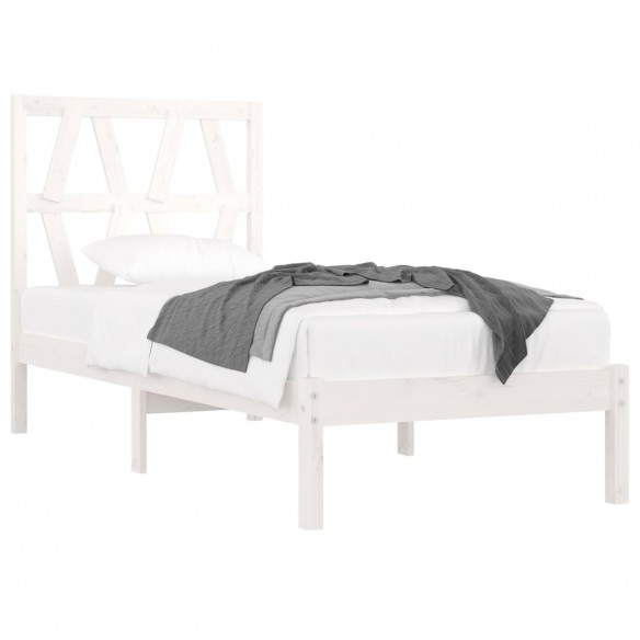 Cadre de lit Blanc Bois de pin massif 75x190 cm Petit simple