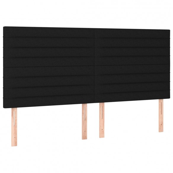 Têtes de lit 4 pcs Noir 100x5x78/88 cm Tissu