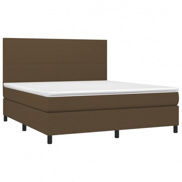 Cadre de lit matelas et LED Marron foncé 180x200 cm