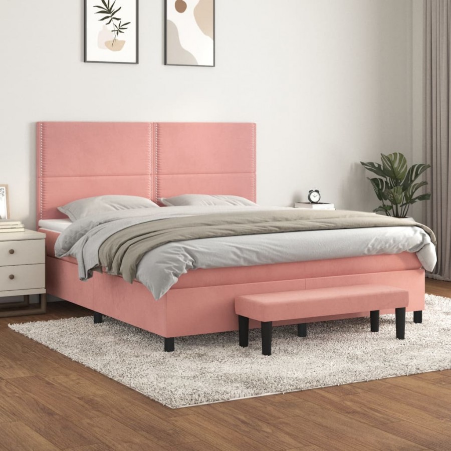 Sommier à lattes de lit avec matelas Rose 160x200 cm Velours