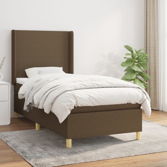 Cadre de lit avec matelas Marron foncé 90x200 cm