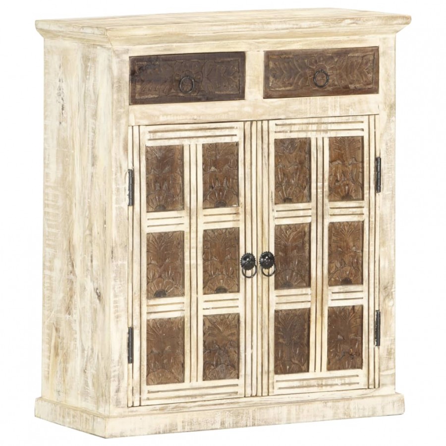 Buffet Blanc 65x30x75 cm Bois de manguier massif