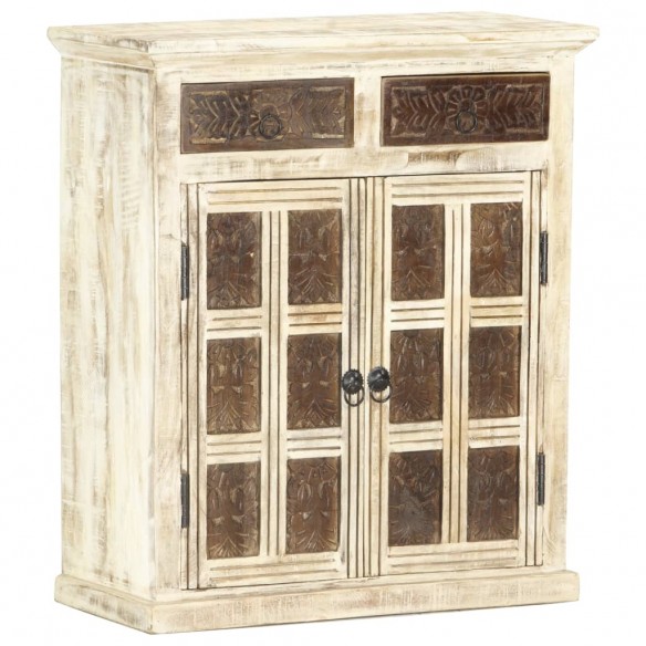 Buffet Blanc 65x30x75 cm Bois de manguier massif