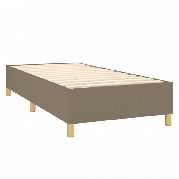 Sommier à lattes de lit matelas et LED Taupe 100x200 cm Tissu