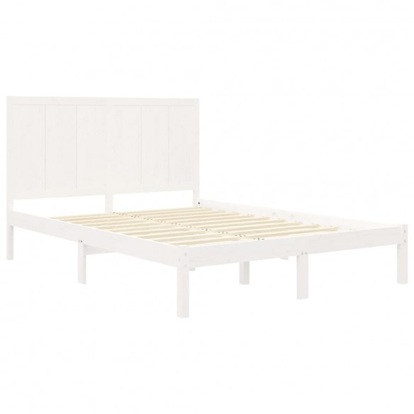 Cadre de lit Blanc Bois de pin massif 140x190 cm