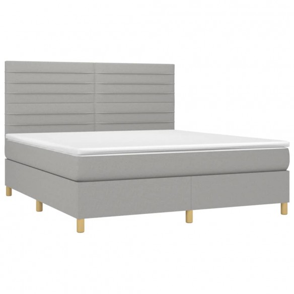 Cadre de lit et matelas et LED Gris clair 180x200 cm