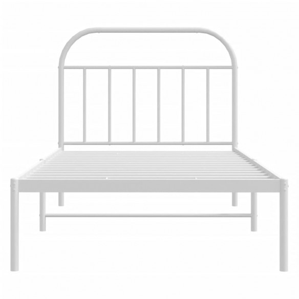Cadre de lit métal avec tête de lit blanc 100x190 cm