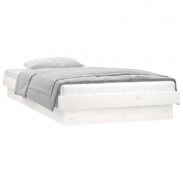 Cadre de lit à LED blanc 90x190 cm simple bois massif
