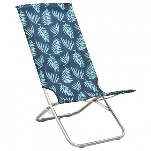 Chaises de plage pliables 2 pcs Motif de feuilles Tissu