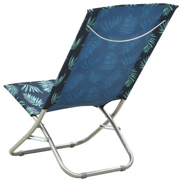 Chaises de plage pliables 2 pcs Motif de feuilles Tissu