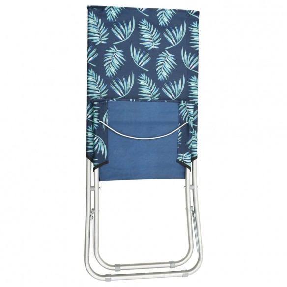 Chaises de plage pliables 2 pcs Motif de feuilles Tissu