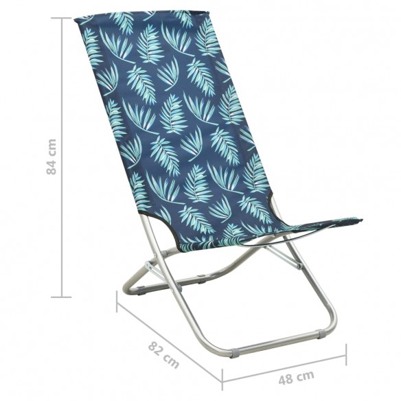 Chaises de plage pliables 2 pcs Motif de feuilles Tissu