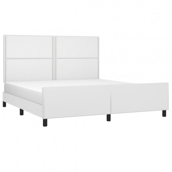 Cadre de lit avec tête de lit Blanc 180x200 cm Similicuir