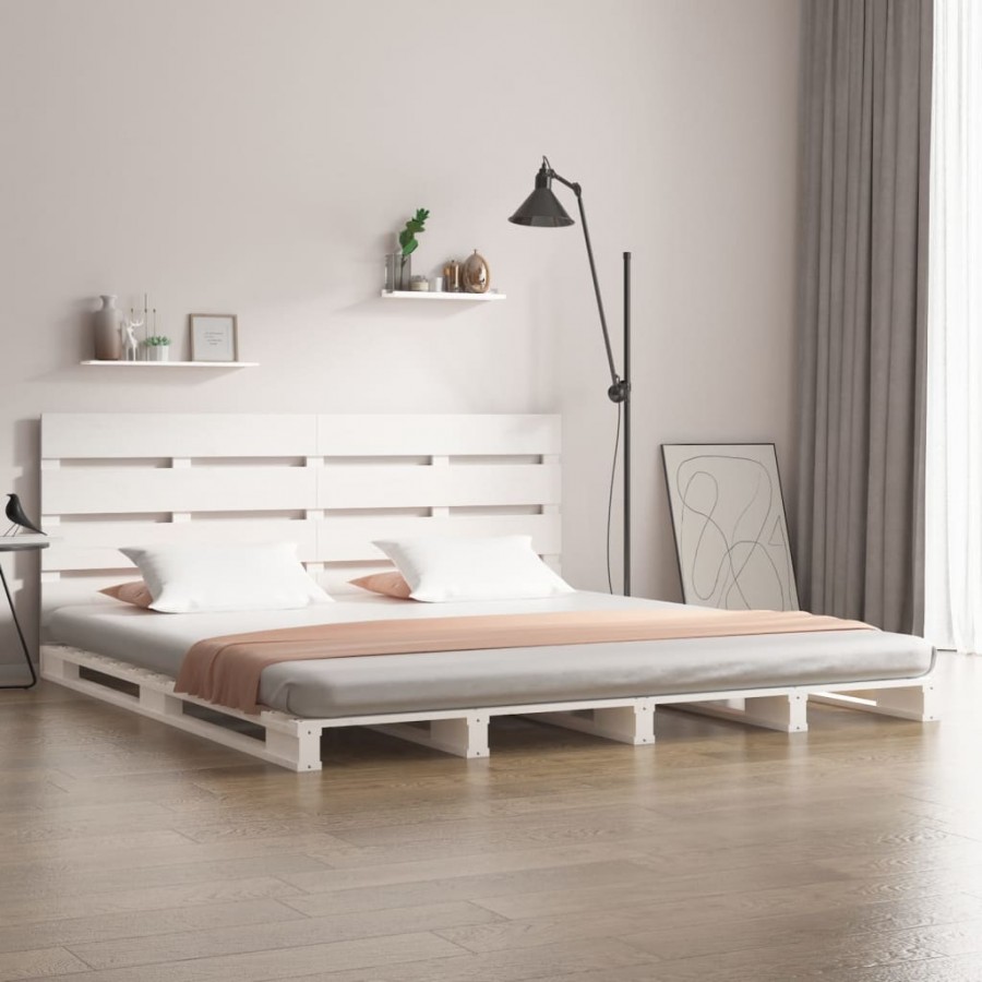 Cadre de lit Blanc 120x190 cm Bois pin massif Petit Double