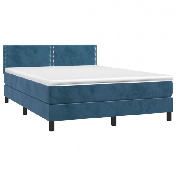 Cadre de lit avec matelas LED Bleu foncé 140x190 cm