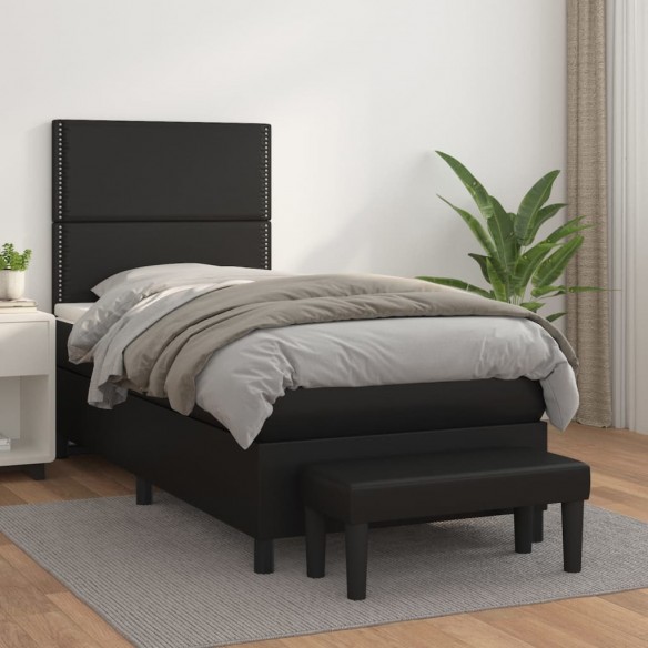 Cadre de lit avec matelas Noir 80x200cm Similicuir