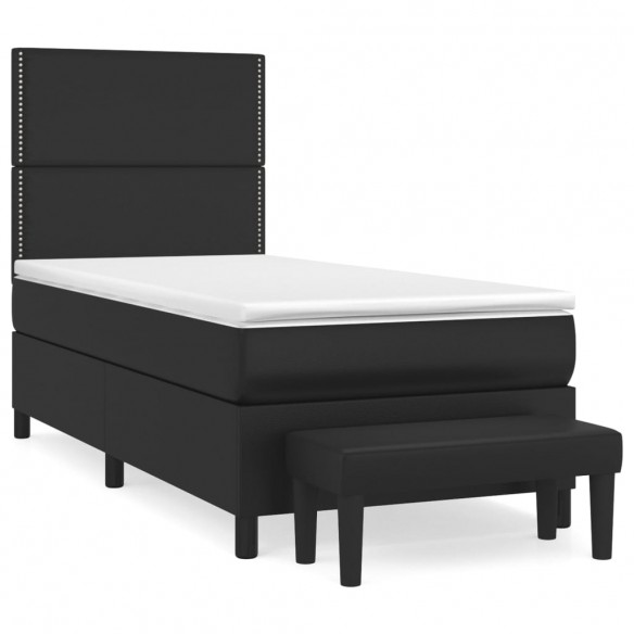 Cadre de lit avec matelas Noir 80x200cm Similicuir