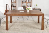 Table à manger 140 cm rectangulaire en bois d'acacia teinté marron