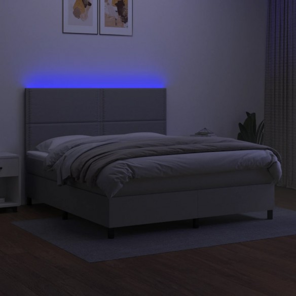 Cadre de lit et matelas et LED Gris clair 160x200 cm