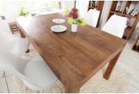 Table à manger 140 cm rectangulaire en bois d'acacia teinté marron