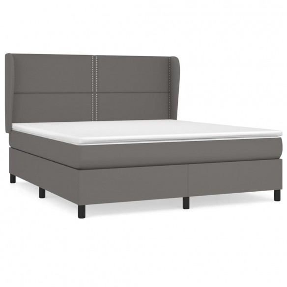 Cadre de lit avec matelas Gris 180x200 cm Similicuir