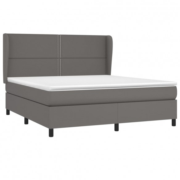 Cadre de lit avec matelas Gris 180x200 cm Similicuir